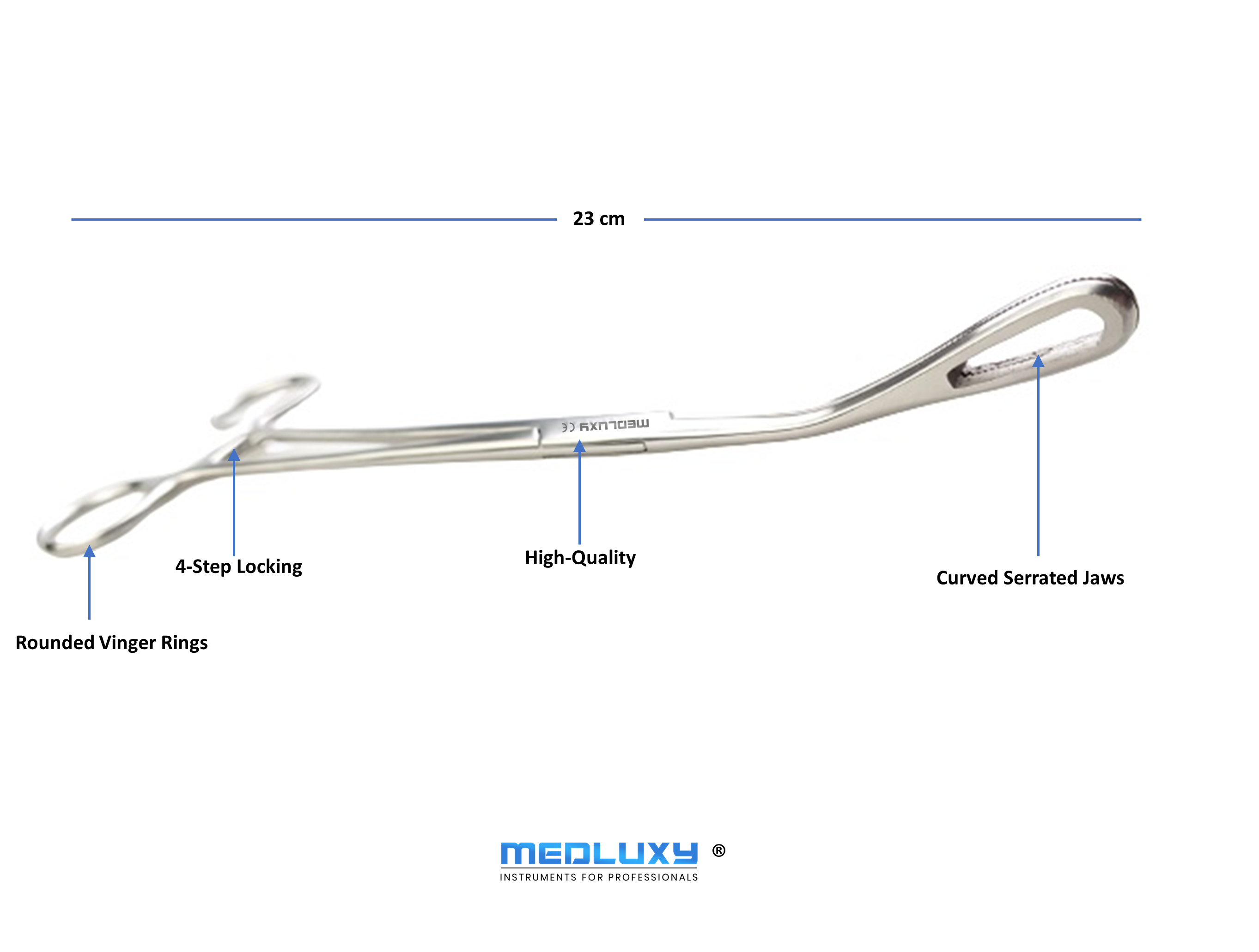 Medluxy - Tampontang Foerster Sponge Forcep - Gebogen - 23 cm - Professionele kwaliteit - M-0640 - Sponge Forceps, Verpleegkunde